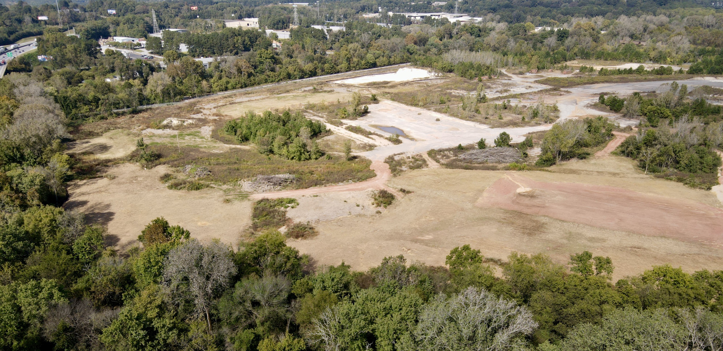 An aerial photograph of the Chattahoochee Brick Company site