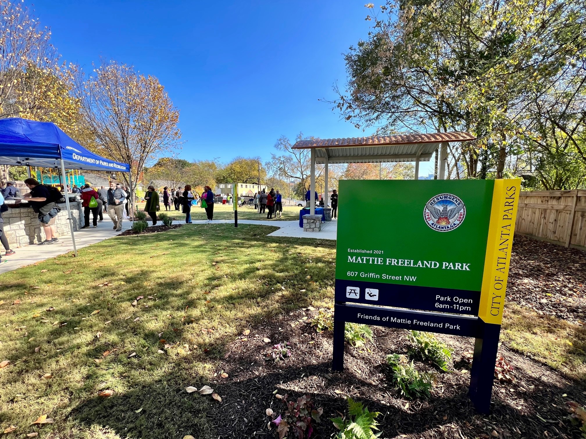 A City of Atlanta Parks sign that says, 