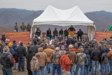 A crowd estimated at more than 200 people traveled to the Tomblin Wildlife Management Area to see the elk and to hear partners in this conservation effort welcome the animals to their new home.