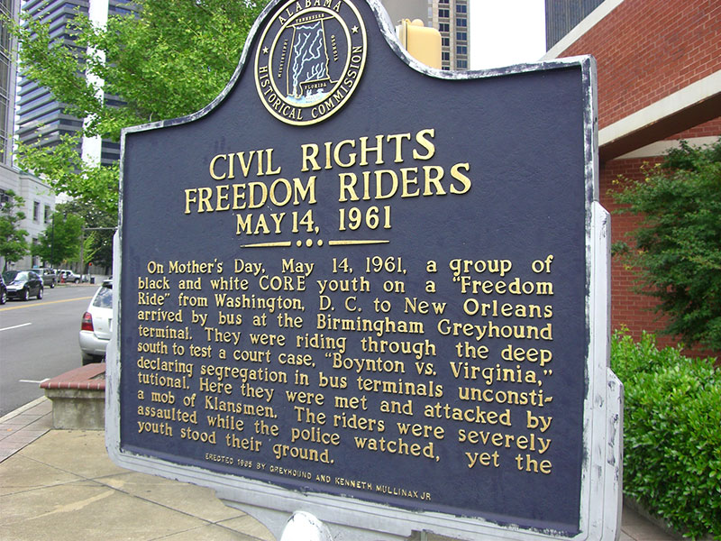 Freedom Riders plaque in downtown Birmingham, Alabama.