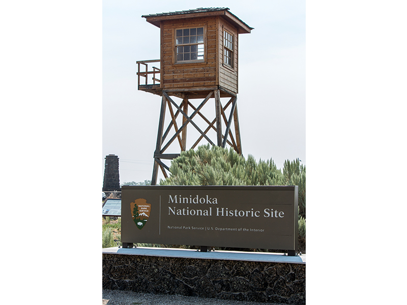 A reproduction guard tower stands at the entrance to Minidoka National Historic Site. Photo by Richard Alan Hannon.