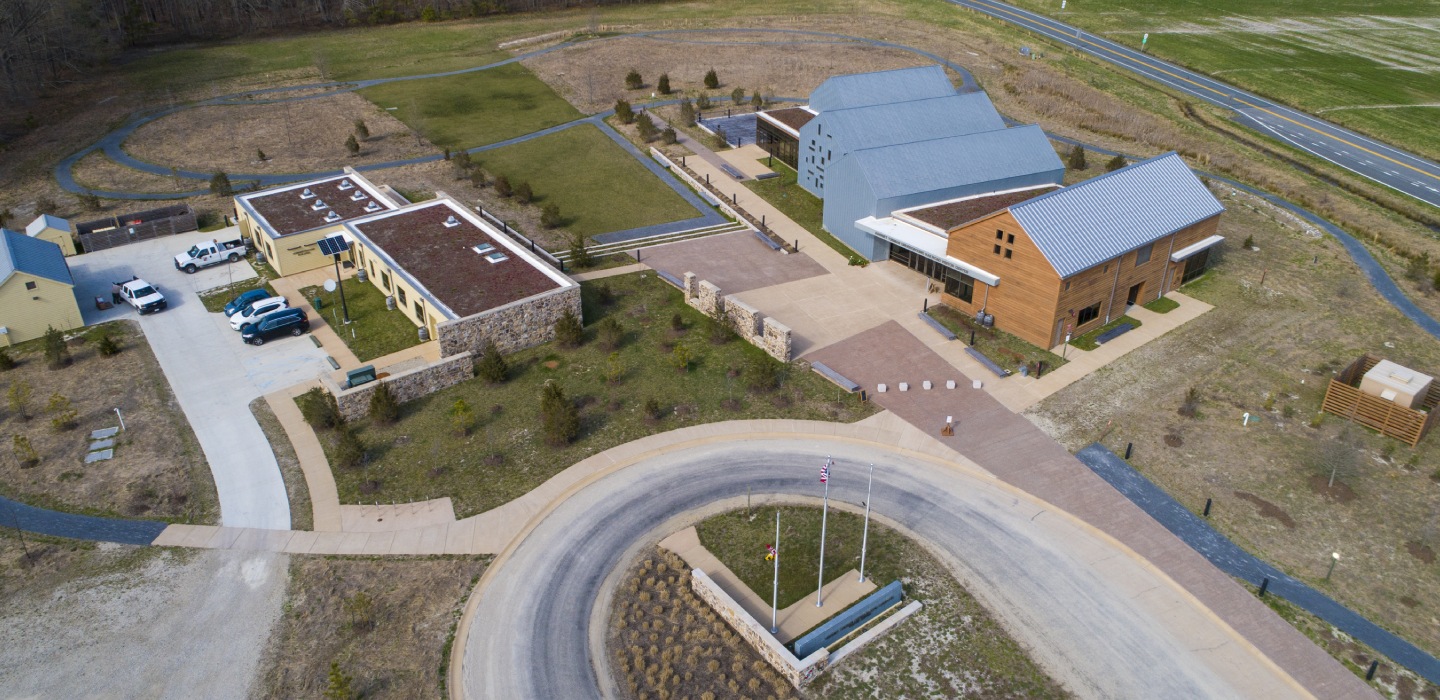 An aerial view of Maryland's Harriet Tubman Underground Railroad National Monument.