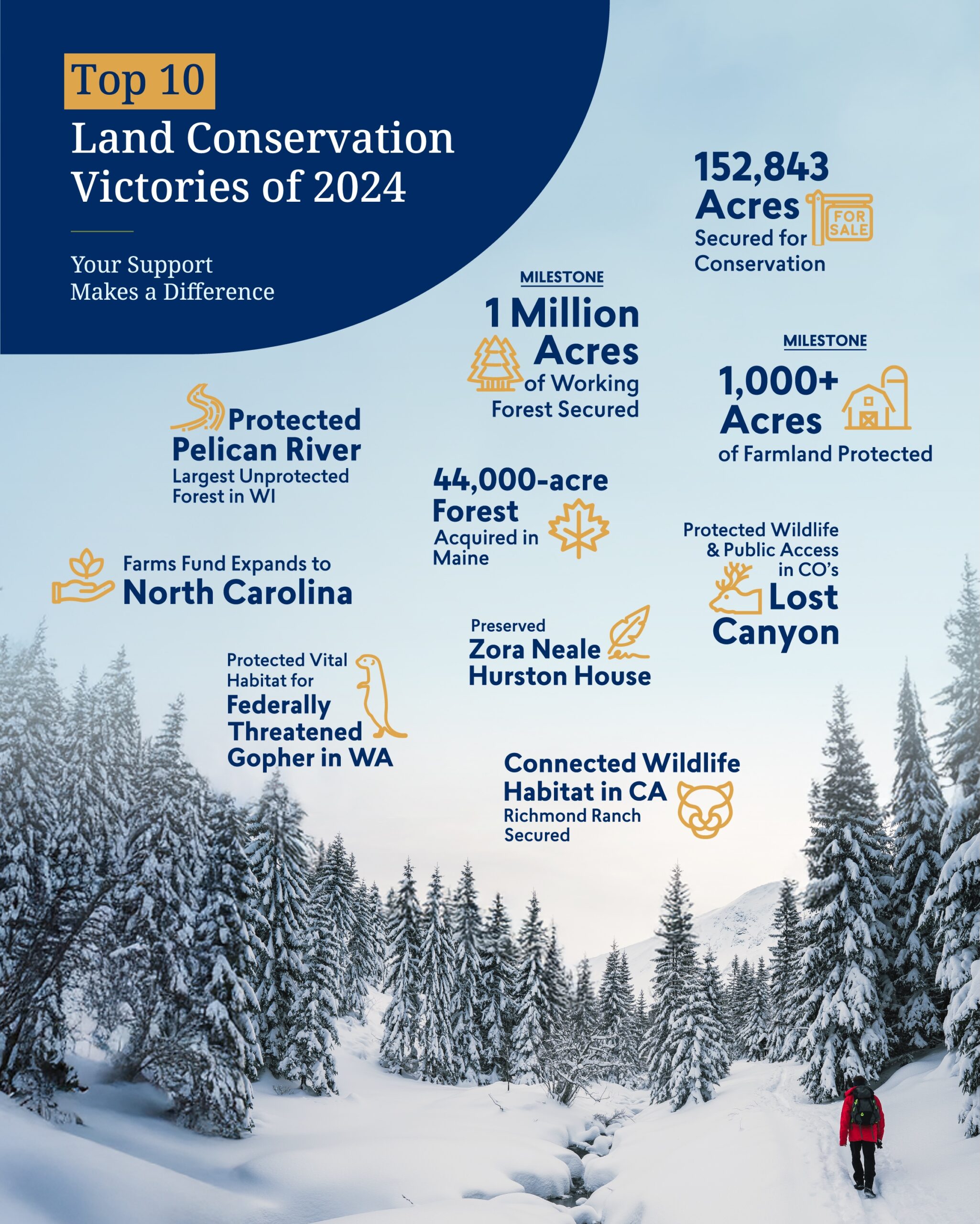 Infographic of The Conservation Fund's land conservation victories in 2024